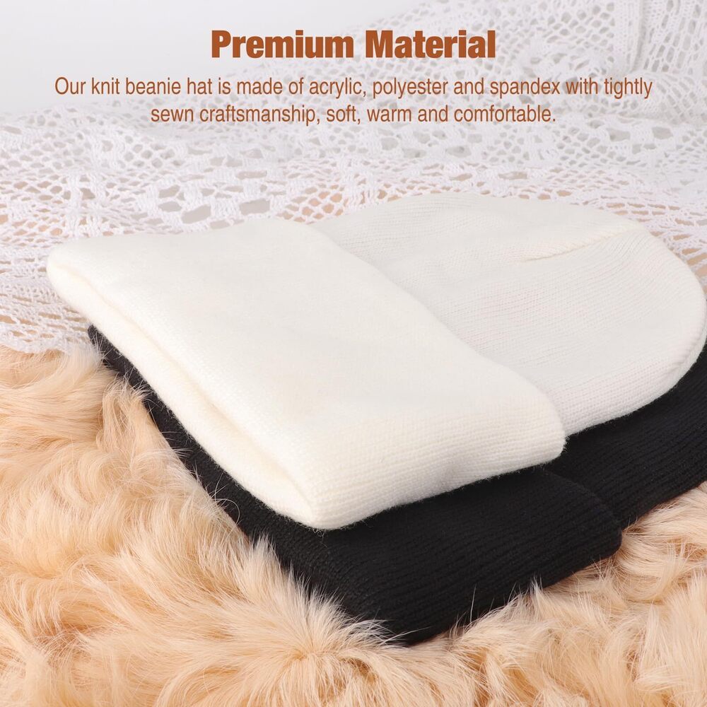 2542 Satin Lined Knit Beanies Hat Warm Silk Lined Winter Hat Soft Slouchy - Picture 4 of 7